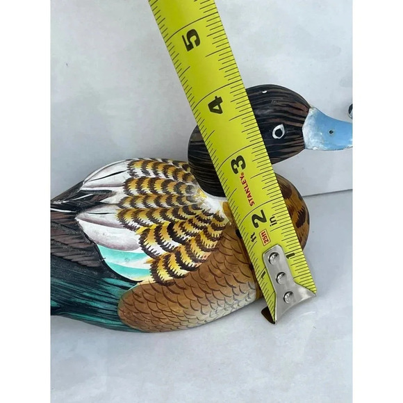 Two Small Duck Miniature Wood Carved Hand Painted Decoratives Mallard Decoy 4"x5 - Picture 6 of 16